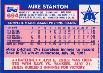 1984 Topps - Collector's Edition (Tiffany) #694 Mike Stanton Back
