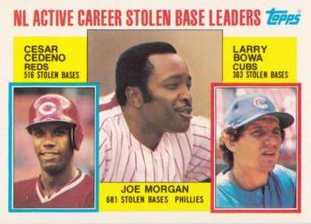 1984 Topps - Collector's Edition (Tiffany) #705 NL Active Career Stolen Base Leaders (Joe Morgan / Cesar Cedeno / Larry Bowa) Front