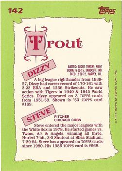 1985 Topps - Collector's Edition (Tiffany) #142 Steve Trout / Dizzy Trout Back