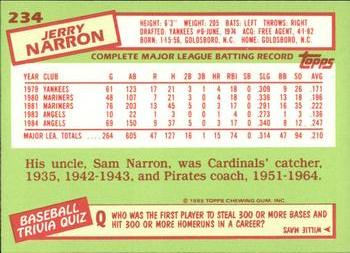 1985 Topps - Collector's Edition (Tiffany) #234 Jerry Narron Back