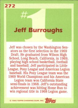 1985 Topps - Collector's Edition (Tiffany) #272 Jeff Burroughs Back