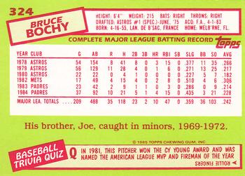 1985 Topps - Collector's Edition (Tiffany) #324 Bruce Bochy Back