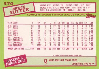1985 Topps - Collector's Edition (Tiffany) #370 Bruce Sutter Back