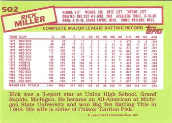1985 Topps - Collector's Edition (Tiffany) #502 Rick Miller Back