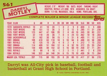 1985 Topps - Collector's Edition (Tiffany) #561 Darryl Motley Back