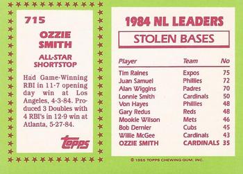 1985 Topps - Collector's Edition (Tiffany) #715 Ozzie Smith Back