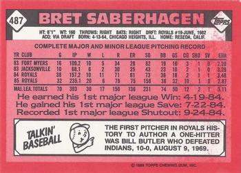 1986 Topps - Collector's Edition (Tiffany) #487 Bret Saberhagen Back