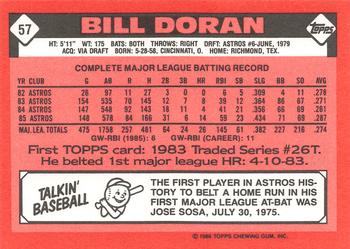 1986 Topps - Collector's Edition (Tiffany) #57 Bill Doran Back