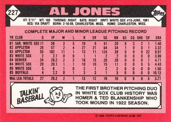 1986 Topps - Collector's Edition (Tiffany) #227 Al Jones Back