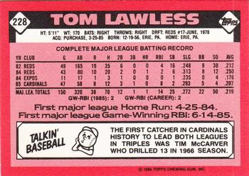 1986 Topps - Collector's Edition (Tiffany) #228 Tom Lawless Back