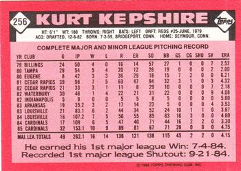 1986 Topps - Collector's Edition (Tiffany) #256 Kurt Kepshire Back