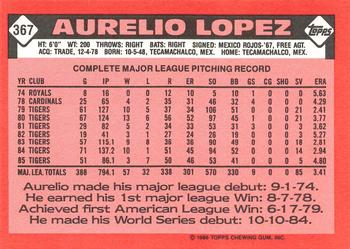 1986 Topps - Collector's Edition (Tiffany) #367 Aurelio Lopez Back