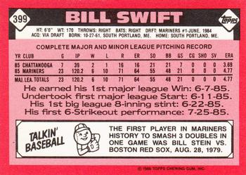 1986 Topps - Collector's Edition (Tiffany) #399 Bill Swift Back