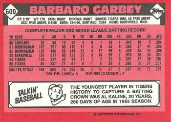 1986 Topps - Collector's Edition (Tiffany) #609 Barbaro Garbey Back
