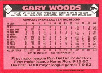 1986 Topps - Collector's Edition (Tiffany) #611 Gary Woods Back