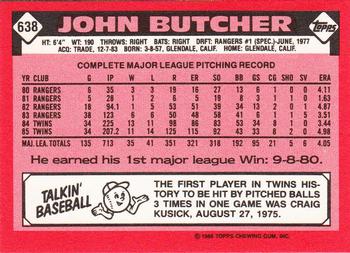 1986 Topps - Collector's Edition (Tiffany) #638 John Butcher Back