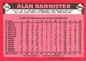 1986 Topps - Collector's Edition (Tiffany) #784 Alan Bannister Back