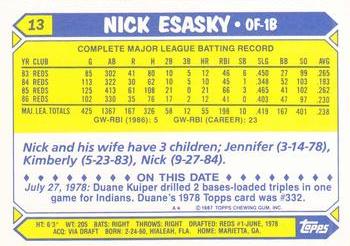 1987 Topps - Collector's Edition (Tiffany) #13 Nick Esasky Back