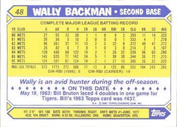1987 Topps - Collector's Edition (Tiffany) #48 Wally Backman Back