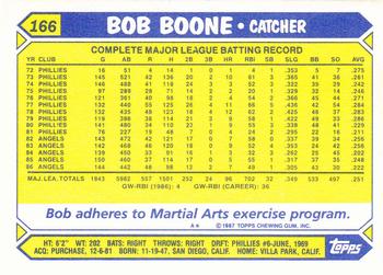 1987 Topps - Collector's Edition (Tiffany) #166 Bob Boone Back