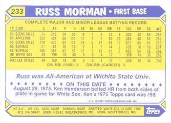 1987 Topps - Collector's Edition (Tiffany) #233 Russ Morman Back