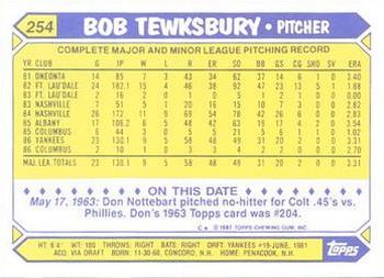 1987 Topps - Collector's Edition (Tiffany) #254 Bob Tewksbury Back
