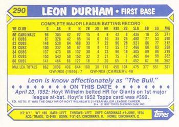 1987 Topps - Collector's Edition (Tiffany) #290 Leon Durham Back