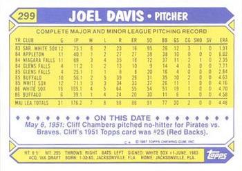 1987 Topps - Collector's Edition (Tiffany) #299 Joel Davis Back