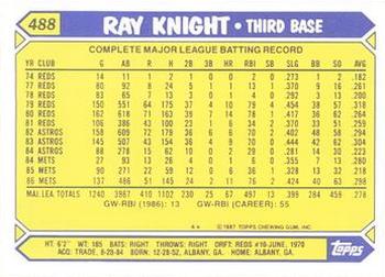 1987 Topps - Collector's Edition (Tiffany) #488 Ray Knight Back