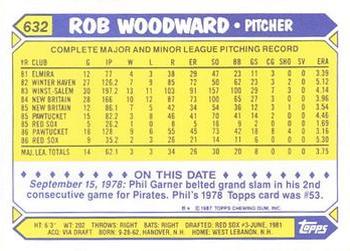 1987 Topps - Collector's Edition (Tiffany) #632 Rob Woodward Back