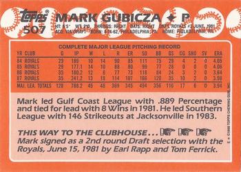 1988 Topps - Collector's Edition (Tiffany) #507 Mark Gubicza Back