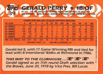 1988 Topps - Collector's Edition (Tiffany) #39 Gerald Perry Back