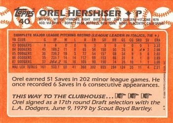 1988 Topps - Collector's Edition (Tiffany) #40 Orel Hershiser Back