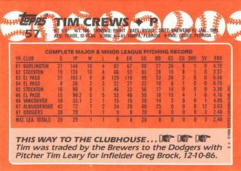 1988 Topps - Collector's Edition (Tiffany) #57 Tim Crews Back