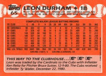 1988 Topps - Collector's Edition (Tiffany) #65 Leon Durham Back