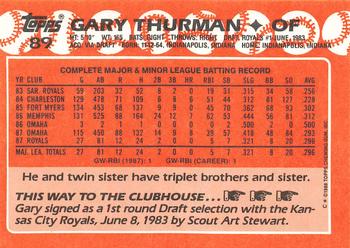 1988 Topps - Collector's Edition (Tiffany) #89 Gary Thurman Back