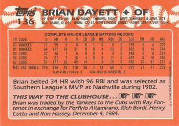 1988 Topps - Collector's Edition (Tiffany) #136 Brian Dayett Back