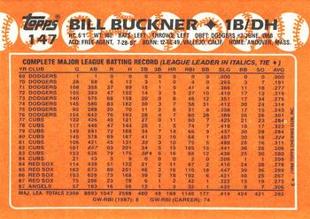 1988 Topps - Collector's Edition (Tiffany) #147 Bill Buckner Back