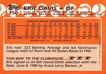 1988 Topps - Collector's Edition (Tiffany) #150 Eric Davis Back