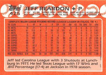 1988 Topps - Collector's Edition (Tiffany) #425 Jeff Reardon Back