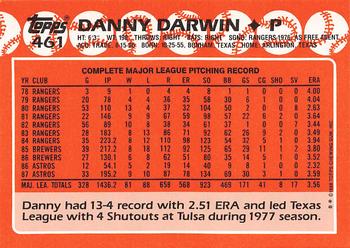 1988 Topps - Collector's Edition (Tiffany) #461 Danny Darwin Back