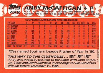 1988 Topps - Collector's Edition (Tiffany) #488 Andy McGaffigan Back