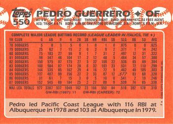 1988 Topps - Collector's Edition (Tiffany) #550 Pedro Guerrero Back