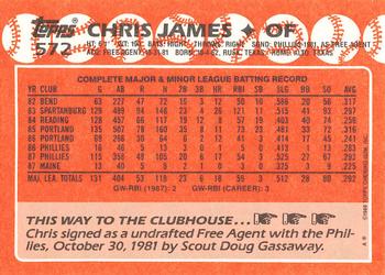 1988 Topps - Collector's Edition (Tiffany) #572 Chris James Back