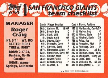 1988 Topps - Collector's Edition (Tiffany) #654 Roger Craig Back