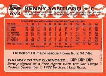 1988 Topps - Collector's Edition (Tiffany) #693 Benny Santiago Back