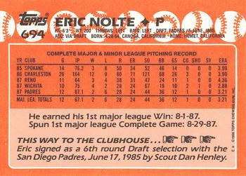 1988 Topps - Collector's Edition (Tiffany) #694 Eric Nolte Back