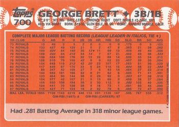 1988 Topps - Collector's Edition (Tiffany) #700 George Brett Back