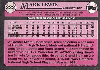 1989 Topps - Collector's Edition (Tiffany) #222 Mark Lewis Back