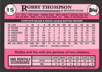 1989 Topps - Collector's Edition (Tiffany) #15 Robby Thompson Back